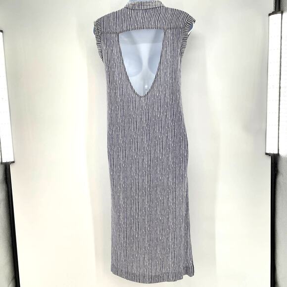 Melrose and Market Blue Stripe Lightweight Cut Out Midi Cover Up Top S - Picture 10 of 13